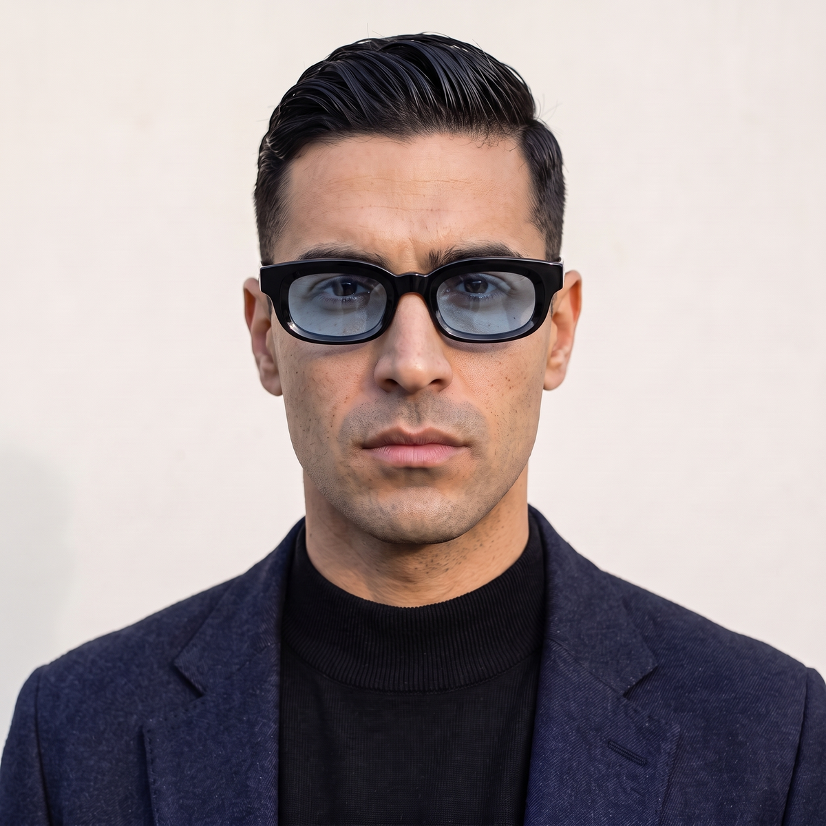 CASABLANCA Gloss Black / Sky Blue — on face — men