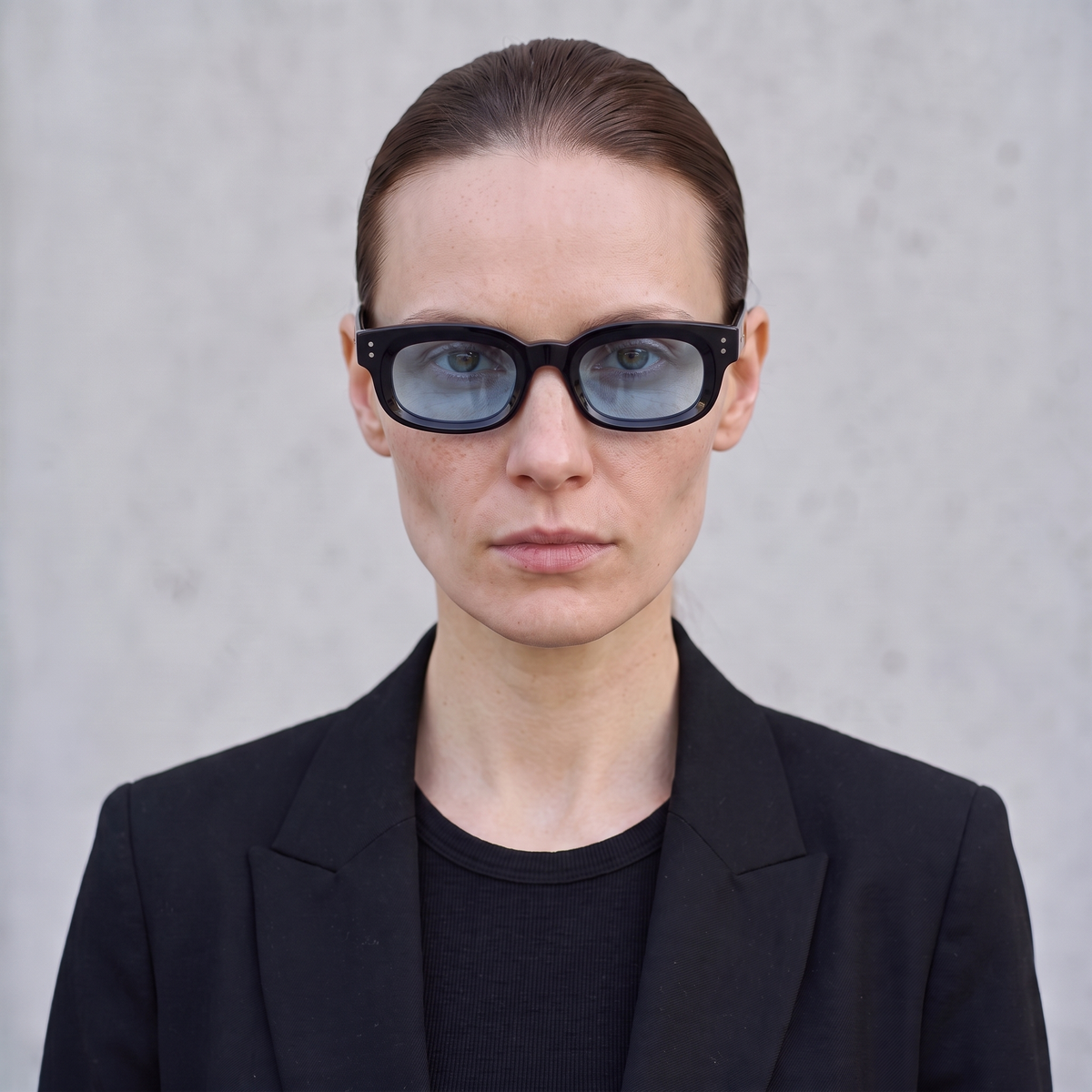 CASABLANCA Gloss Black / Sky Blue — on face — women