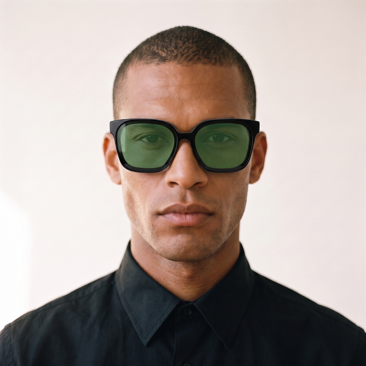CRETA Gloss Black / Green — on face — men