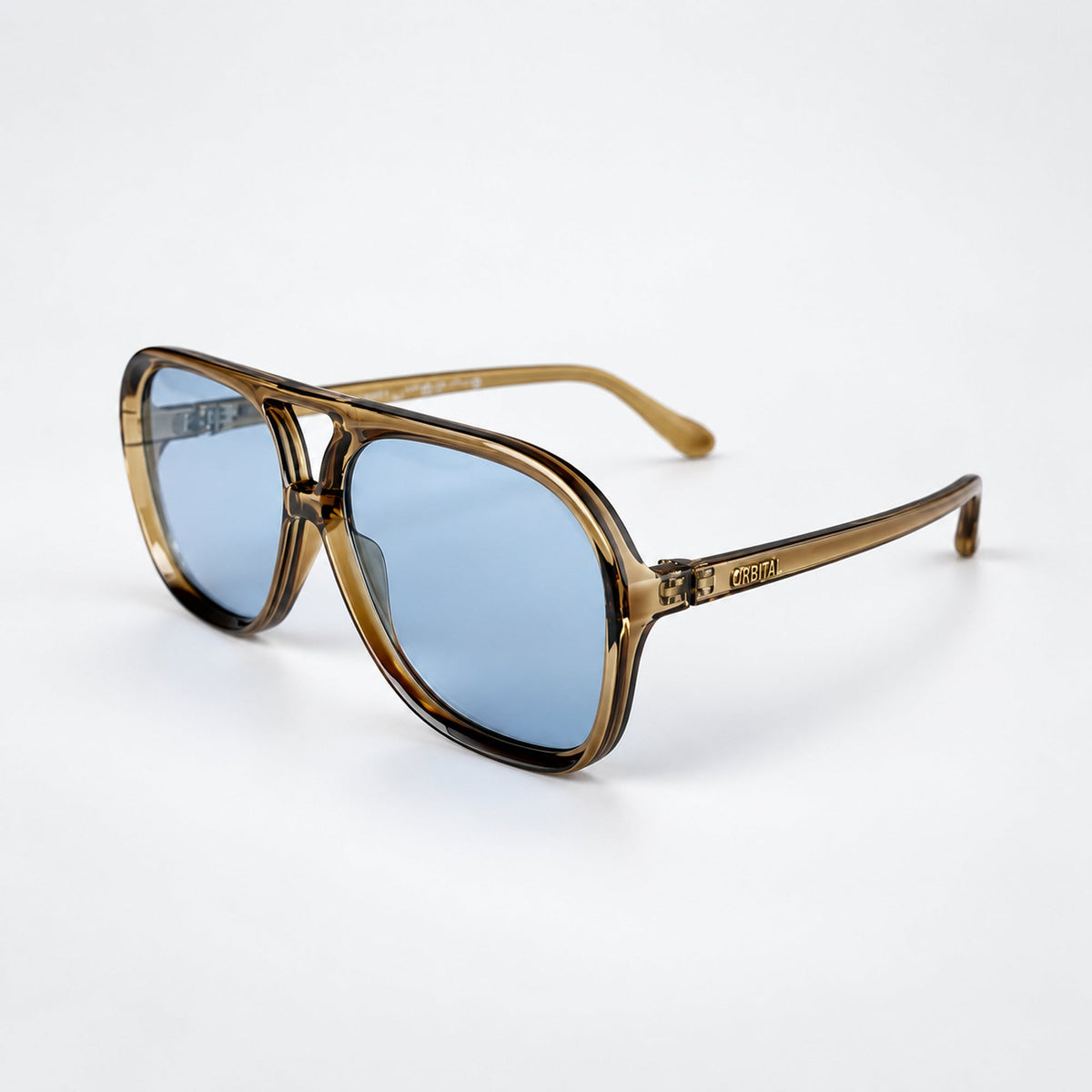 ADELAIDA Clear Havana / Sky Blue Flash — 45° profile