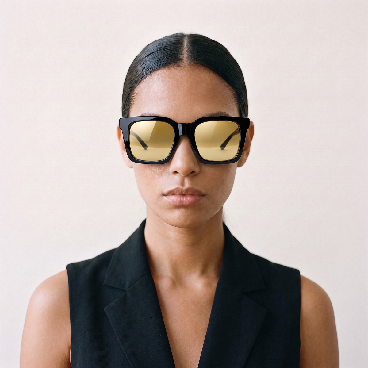 ROMA Gloss Black / Yellow — on face — women